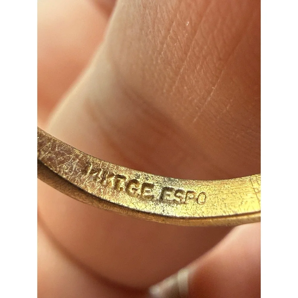 Vintage 14K GE Gold Electroplate Heart Ring Cubic Zirconia Size 6.25